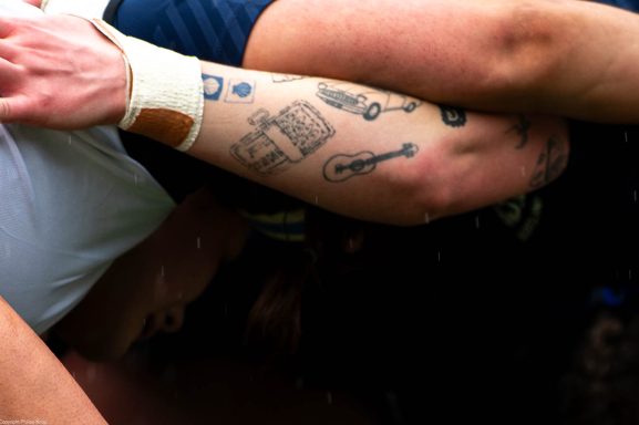 Close-up detail of rugby match play during the Women's Six Nations game between Scotland and England in Edinburgh.
